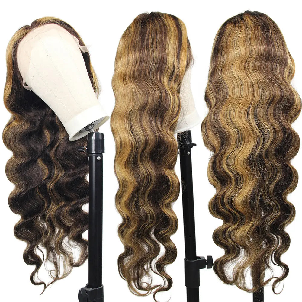 #4/27  Highlight Honey Blonde 13x4  HD Frontal Lace Wig Body Wave Color WIG StylzPlusBeautyandHairConcepts