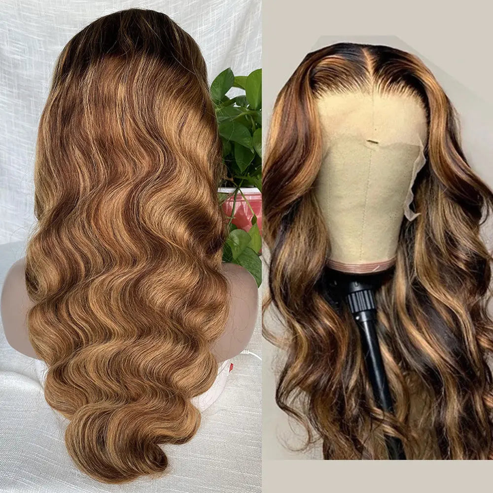 #4/27  Highlight Honey Blonde 13x4  HD Frontal Lace Wig Body Wave Color WIG StylzPlusBeautyandHairConcepts