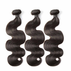 3 Bundle Deals With 13*4 Transparent Frontal Body Wave Virgin Human Hair Natural Black